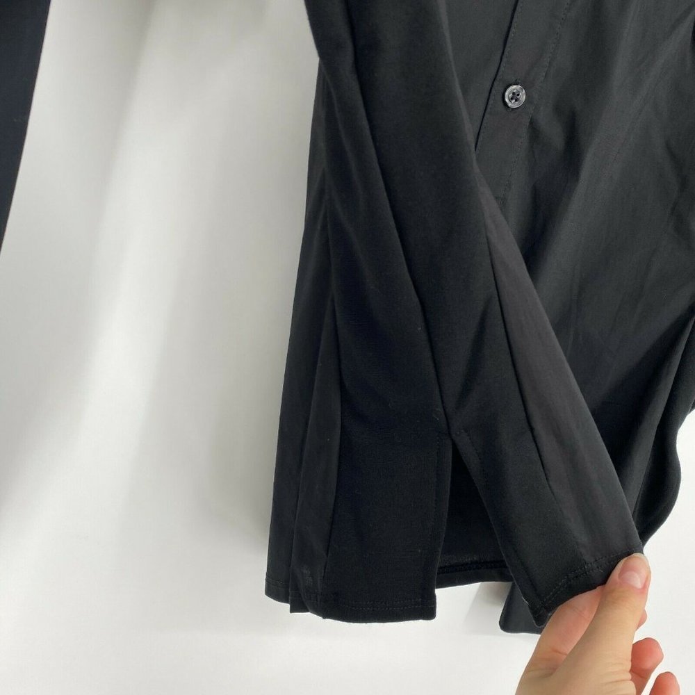 Betabrand Mind The Gap Button Down Cotton Shirt Top Black Women's Size Medium - Picture 3 of 10